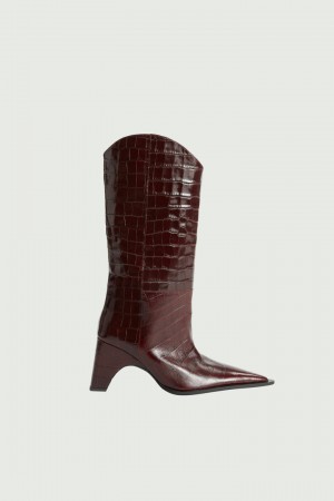 Botas Vaqueras Coperni Croco Bridge Mujer Marrom | 4825619