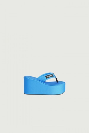 Sandalias Coperni Branded Wedge Mujer Azur | 62193809