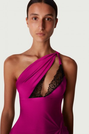 Vestido Coperni Asymmetric Mini Mujer Fucsia | 59840219