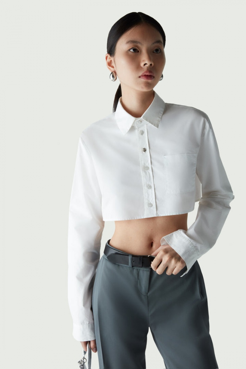 Camisas Coperni Cropped Mujer Blancos | 35689079