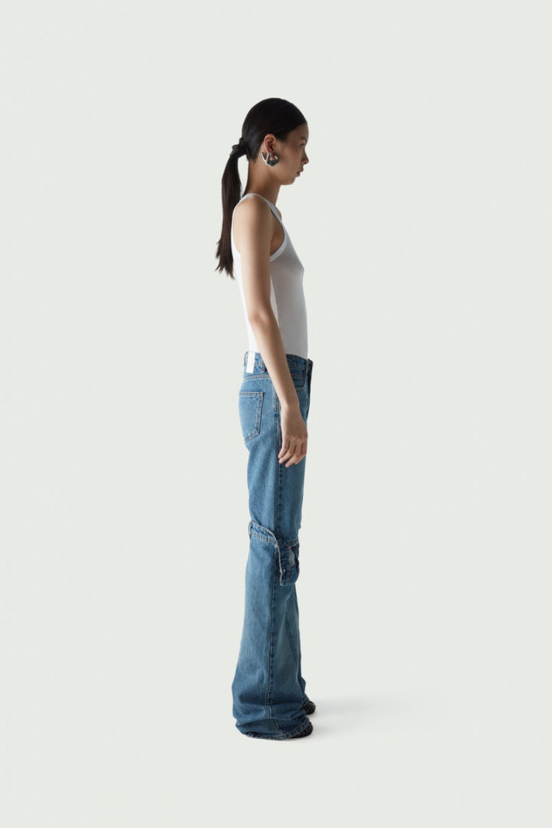 Jeans Coperni Open Knee Jeans Mujer Azules | 67921849