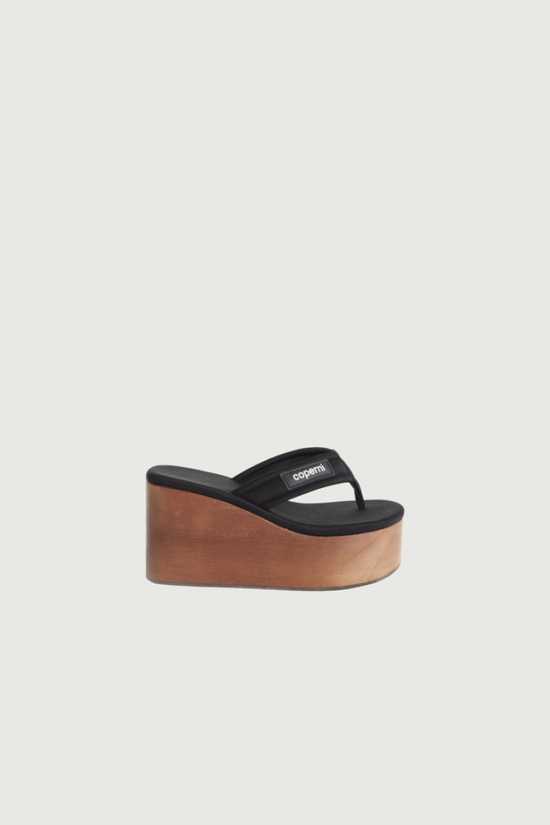 Sandalias Coperni Wooden Branded Wedge Mujer Negros Marrom | 92304789